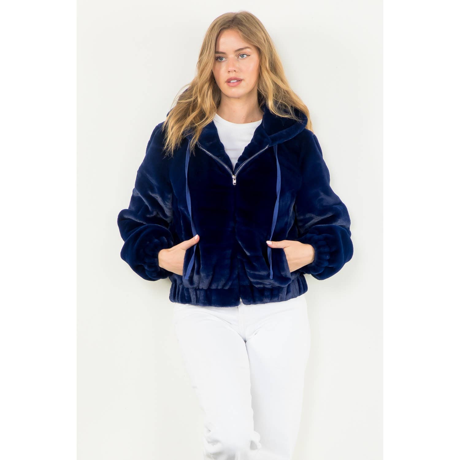 Deep Royal Faux Fur Jacket