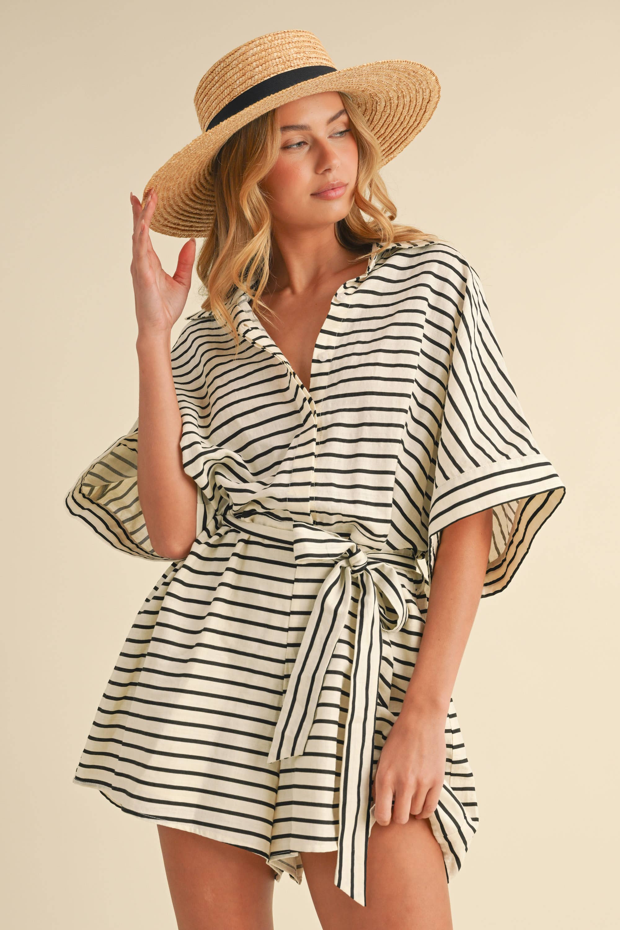 Relaxed Fit Striped Romper