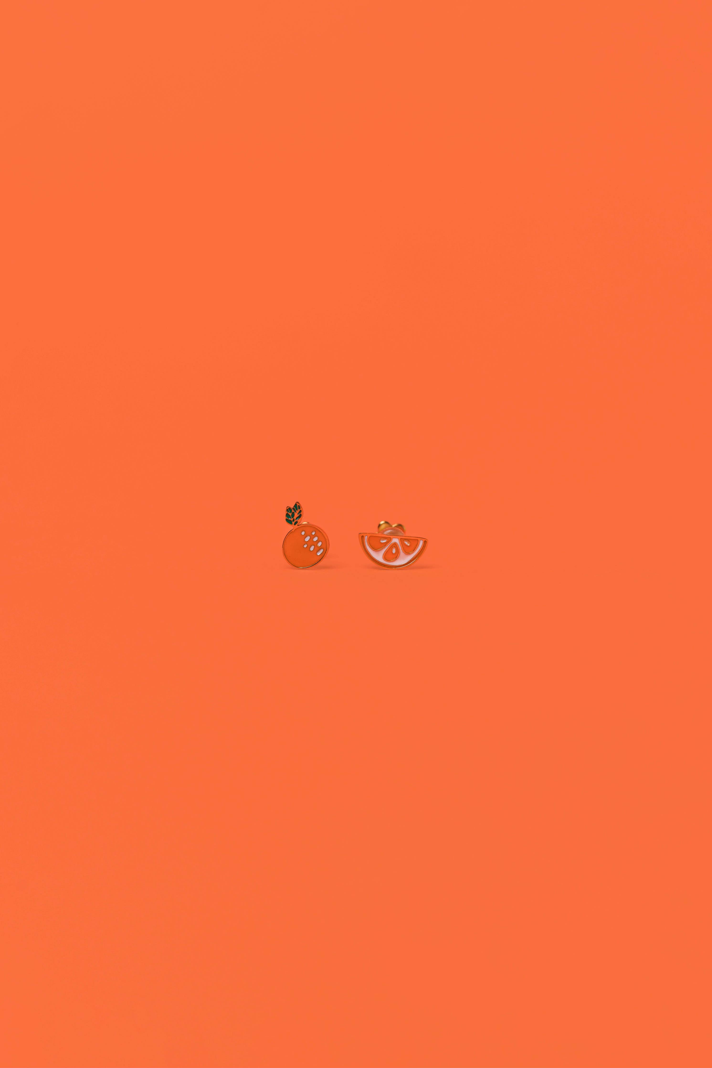 Orange Flat Back Kids Earrings
