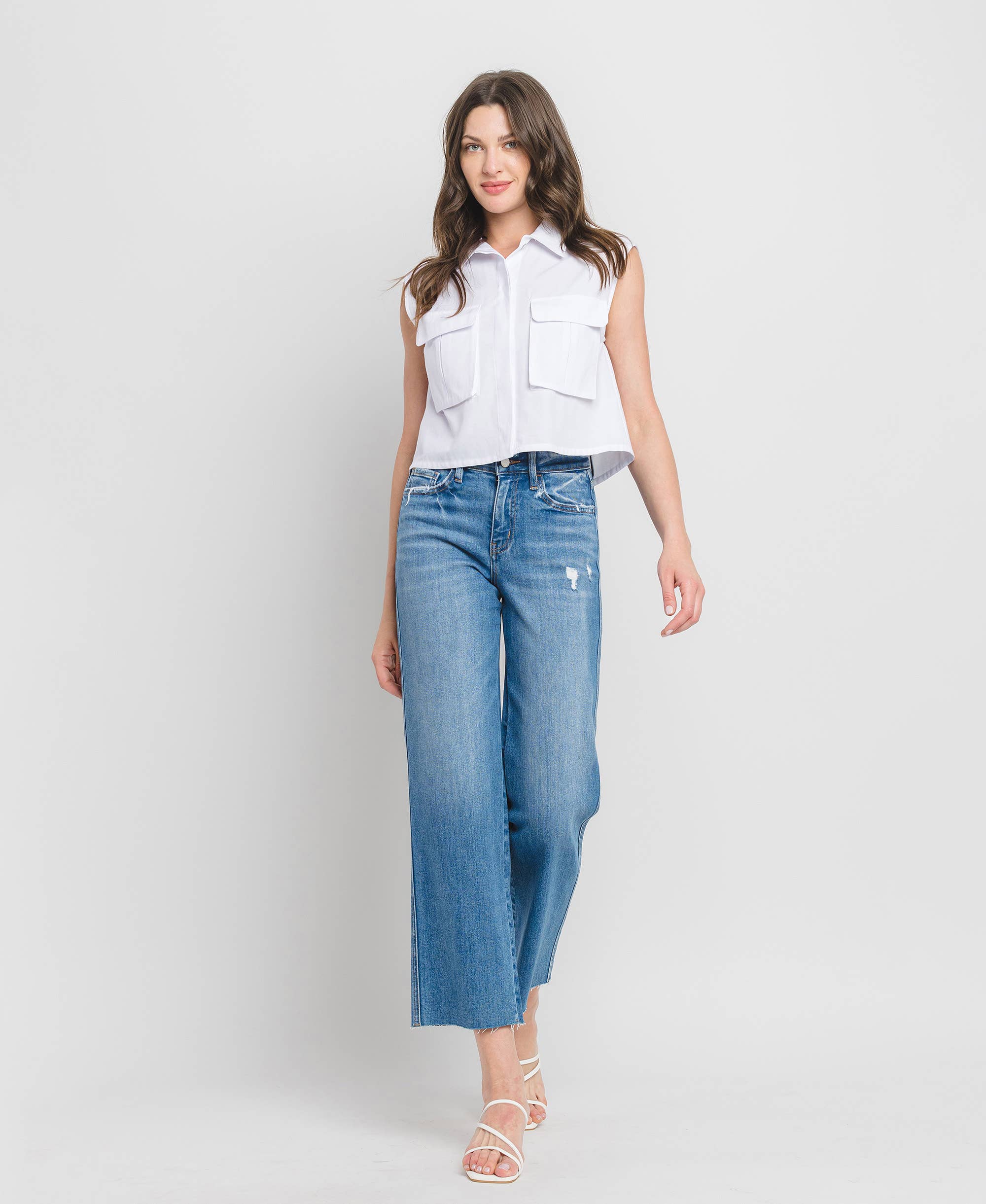 Maeve Raw Hem Slim Wide Jean