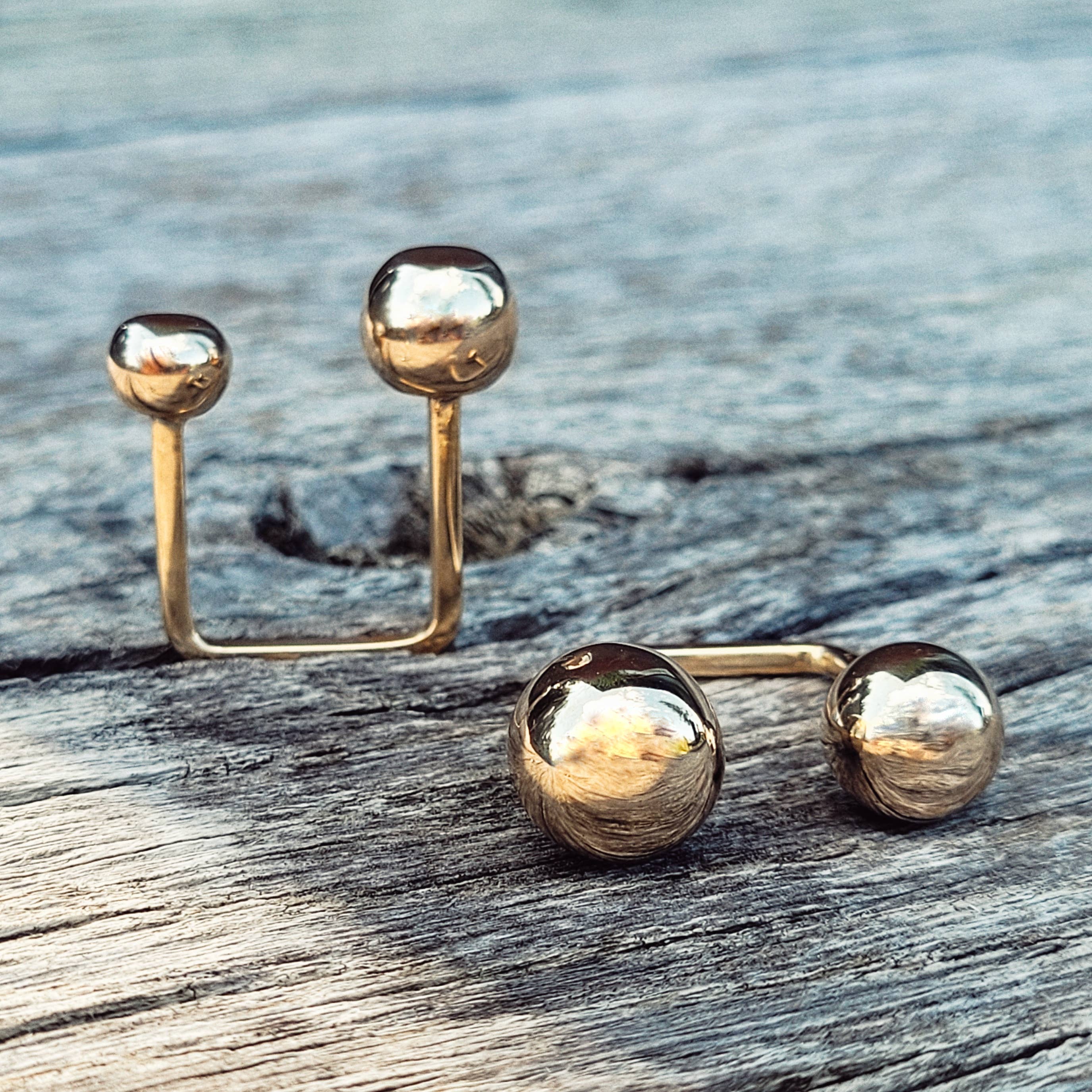 Brass Ring moon sphere double ball adjustable: Small