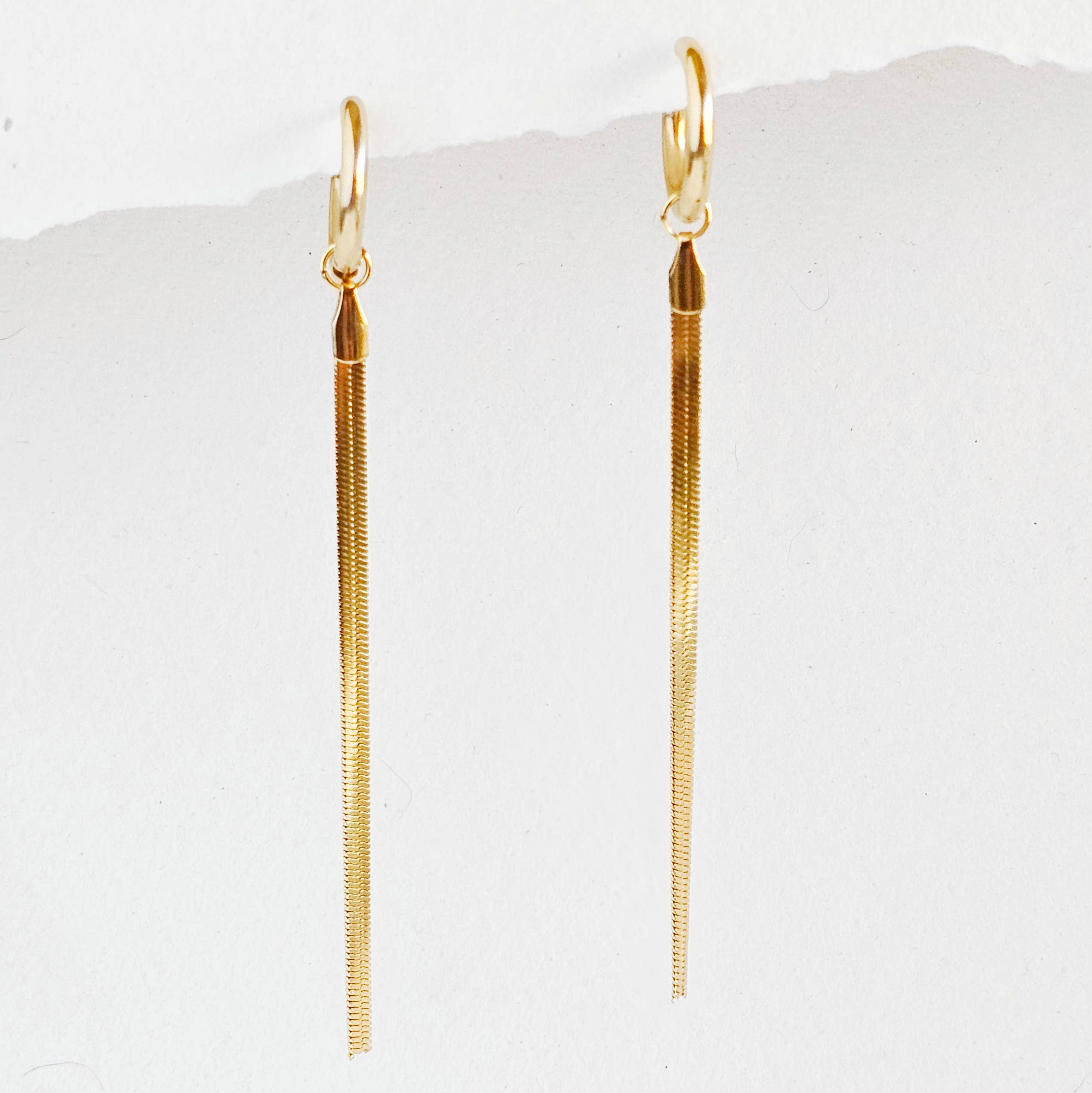Hoop Huggie Long Chain Earrings
