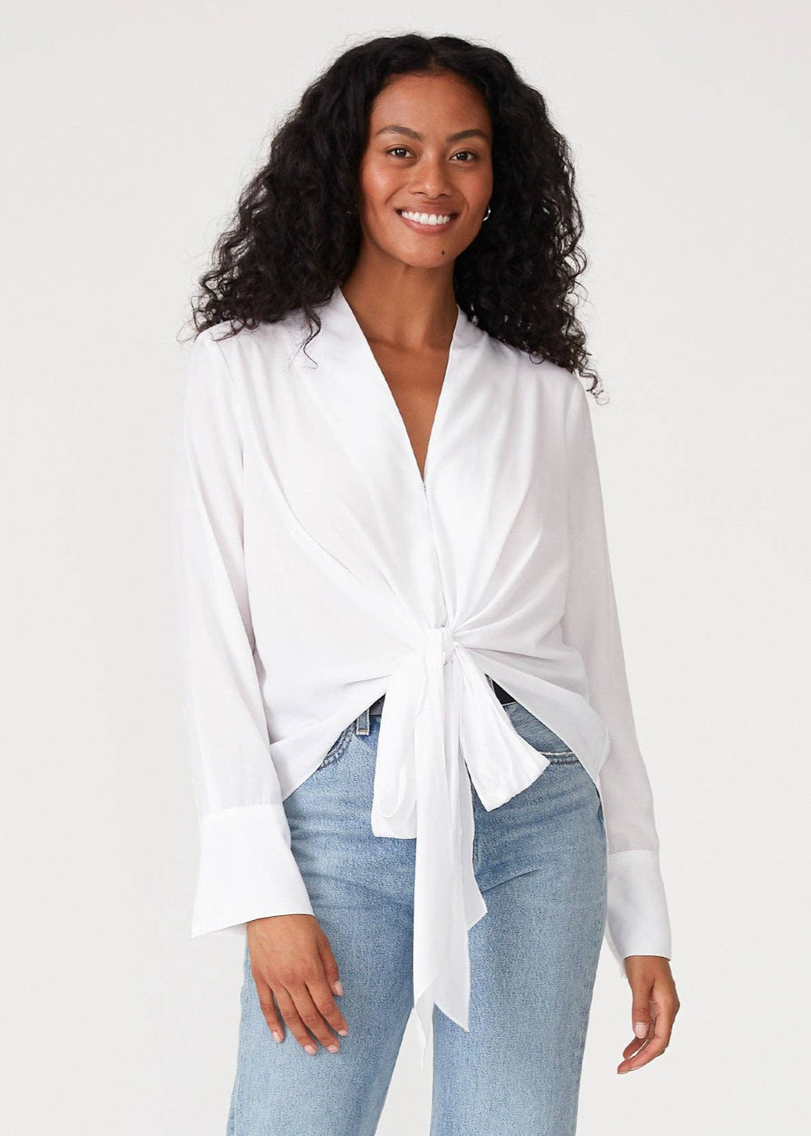 Slinky High Low Tie Front Blouse