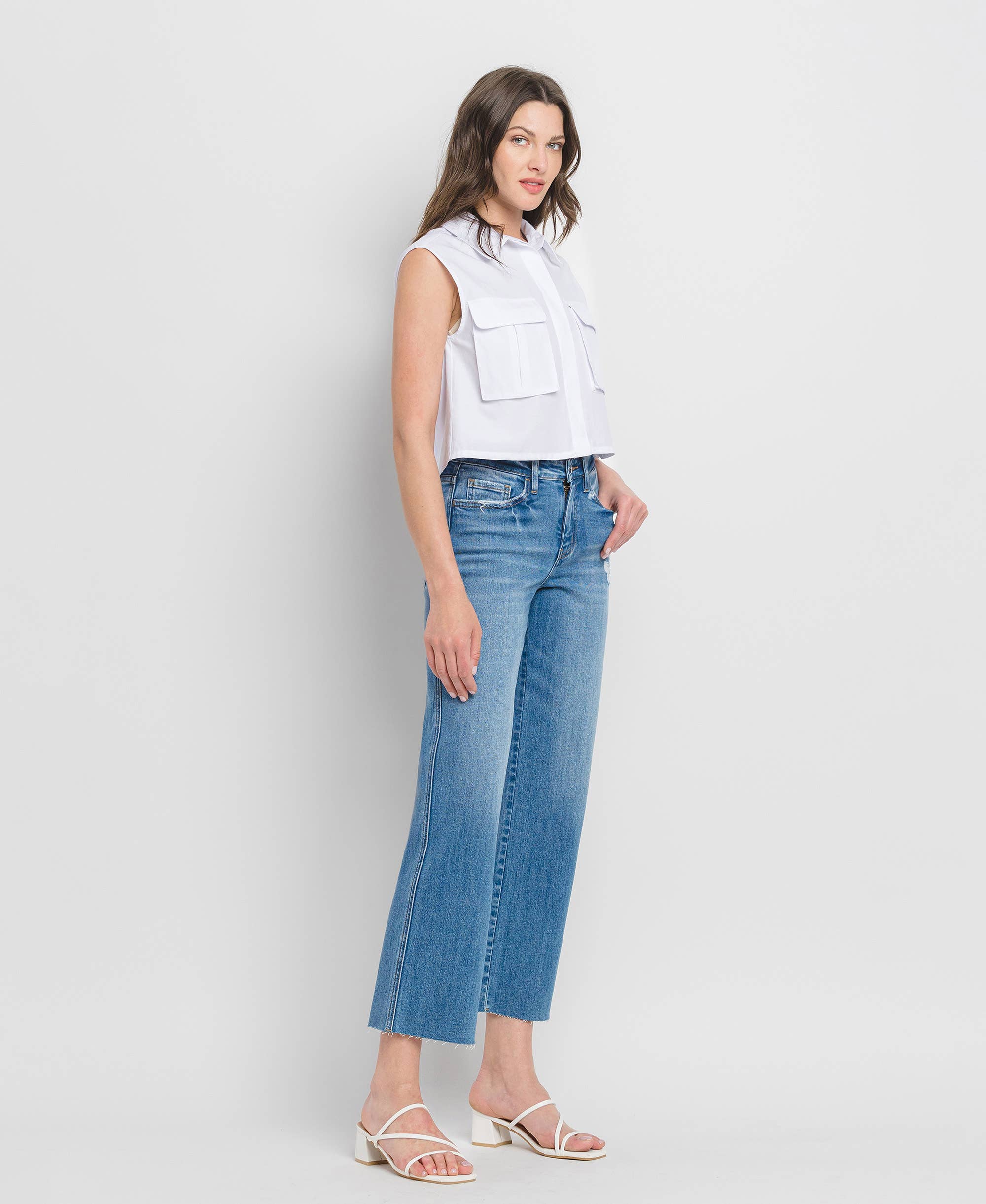 Maeve Raw Hem Slim Wide Jean