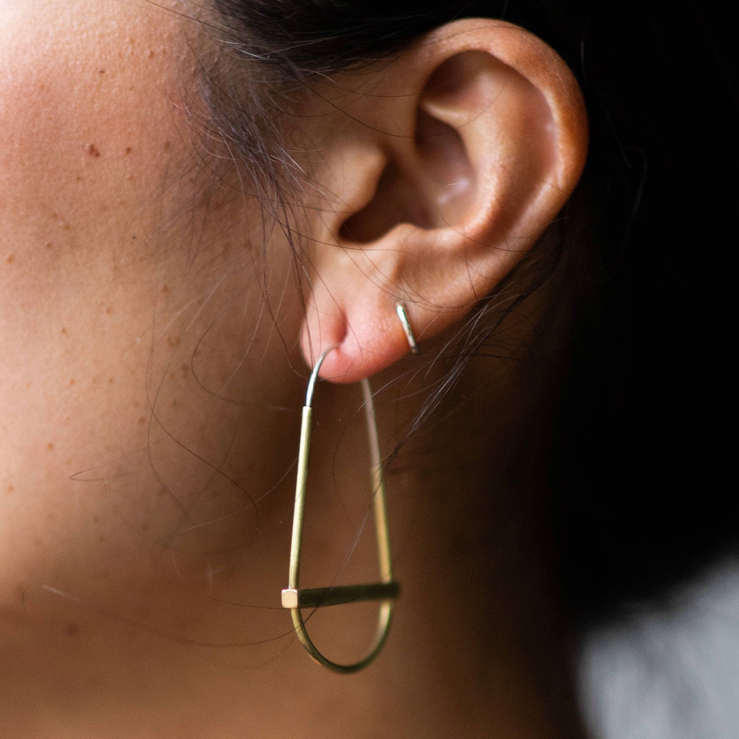 Brass Bar Hoops