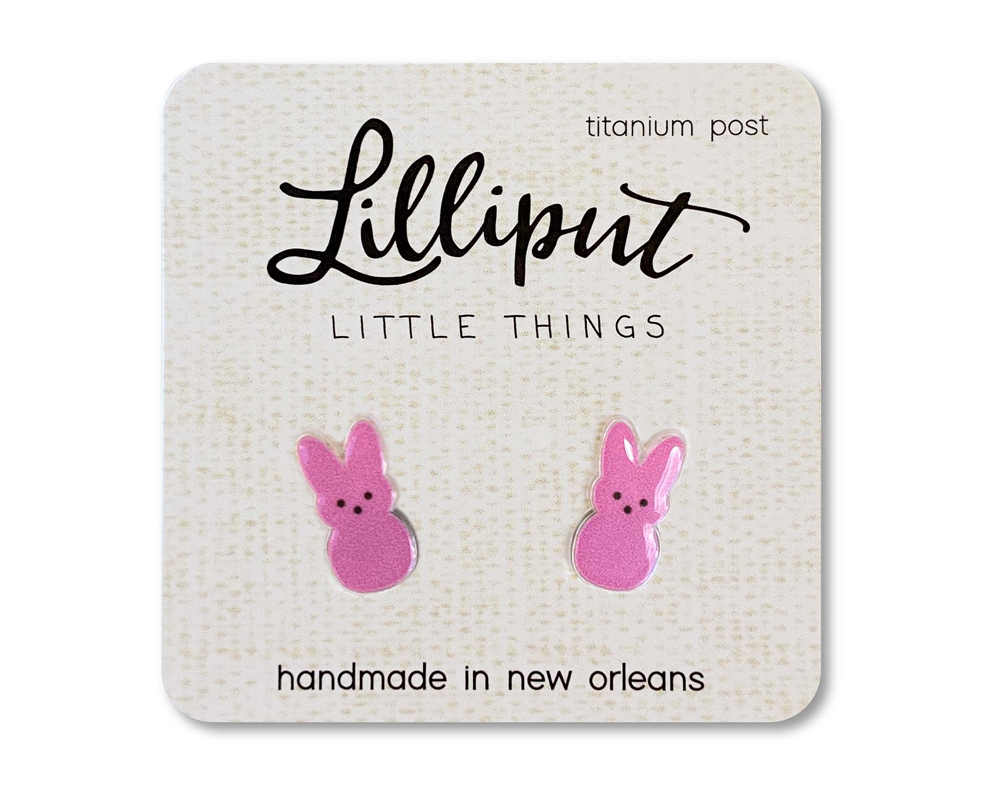Marshmallow Easter Bunny Earrings - Pink