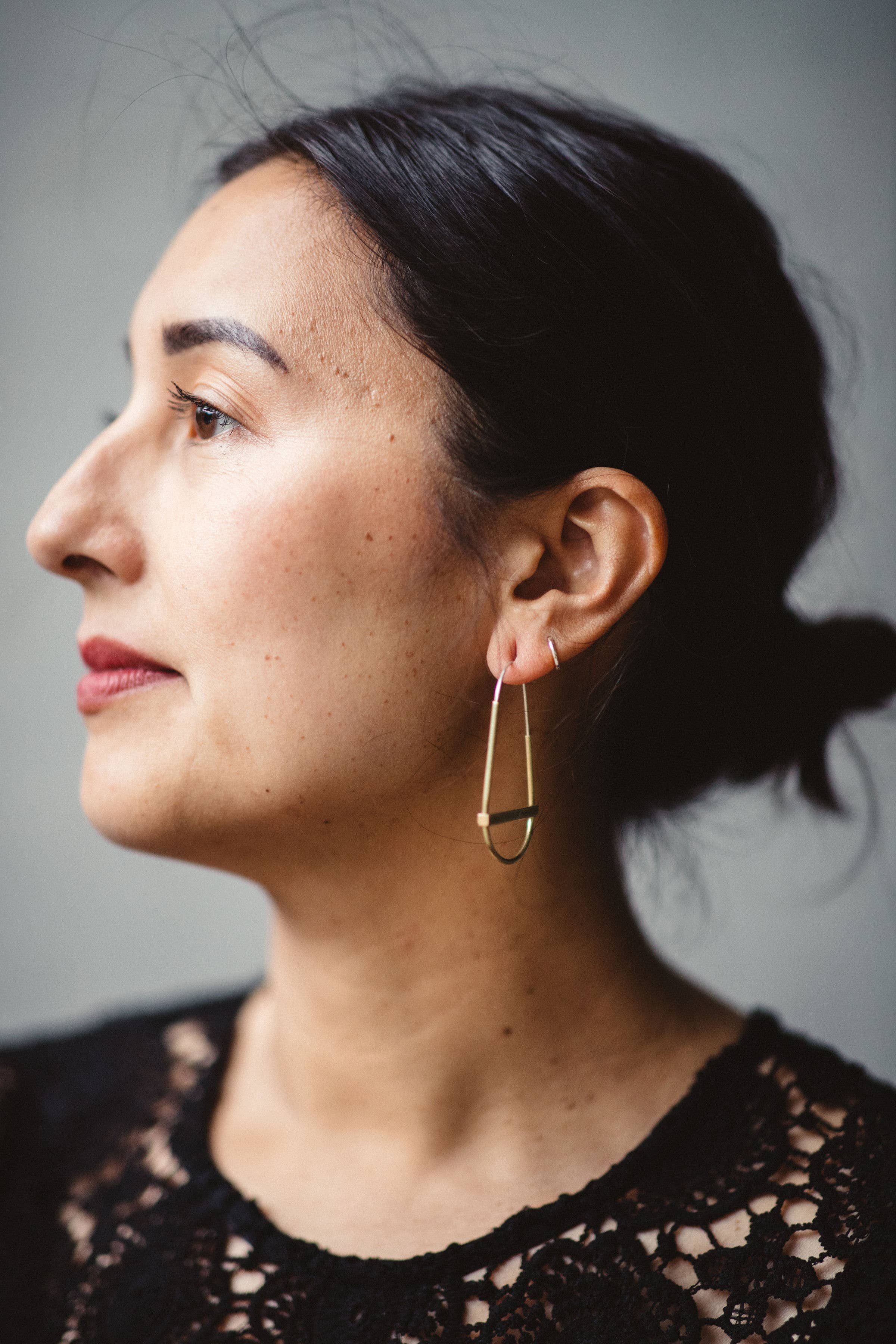 Brass Bar Hoops