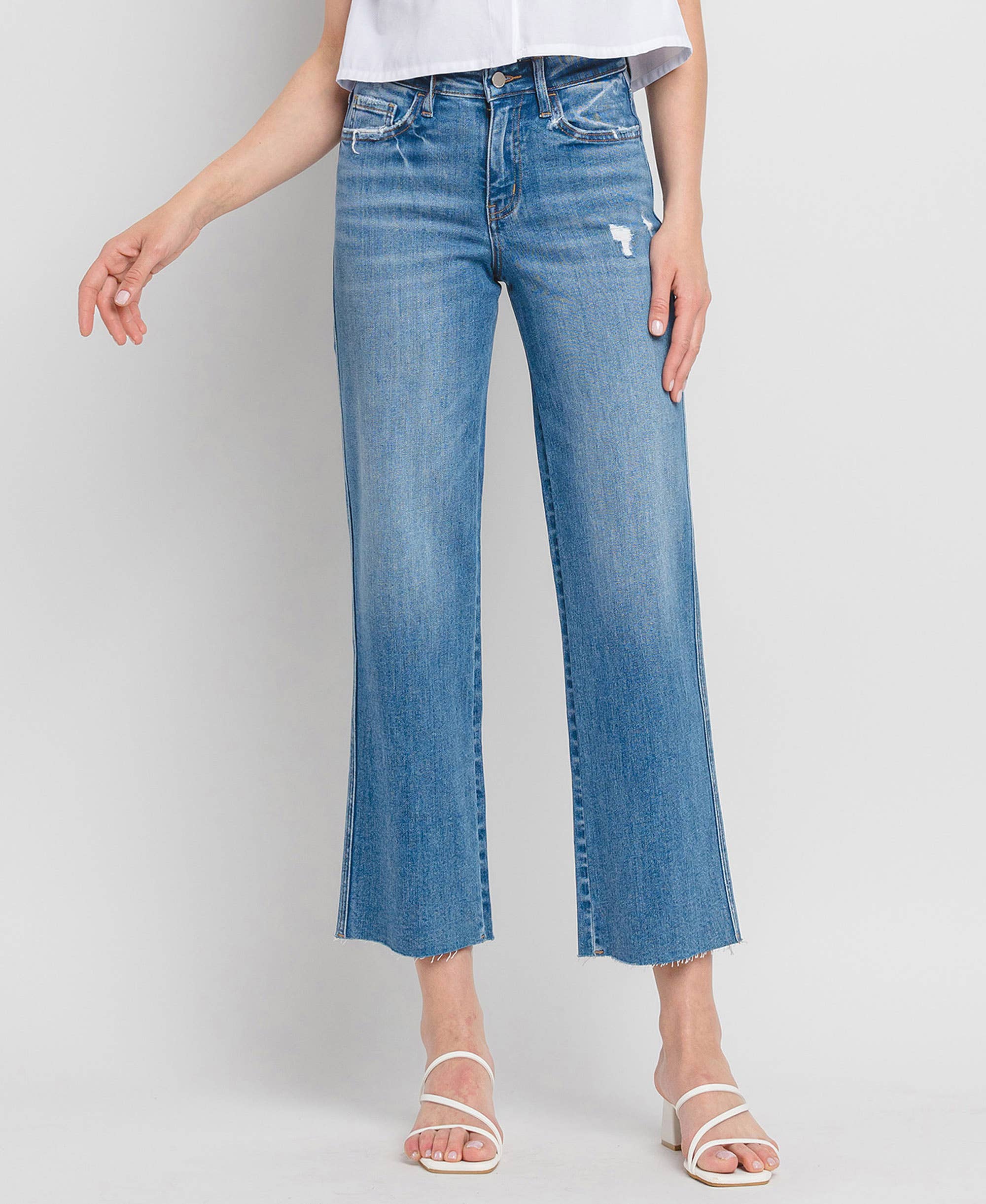 Maeve Raw Hem Slim Wide Jean