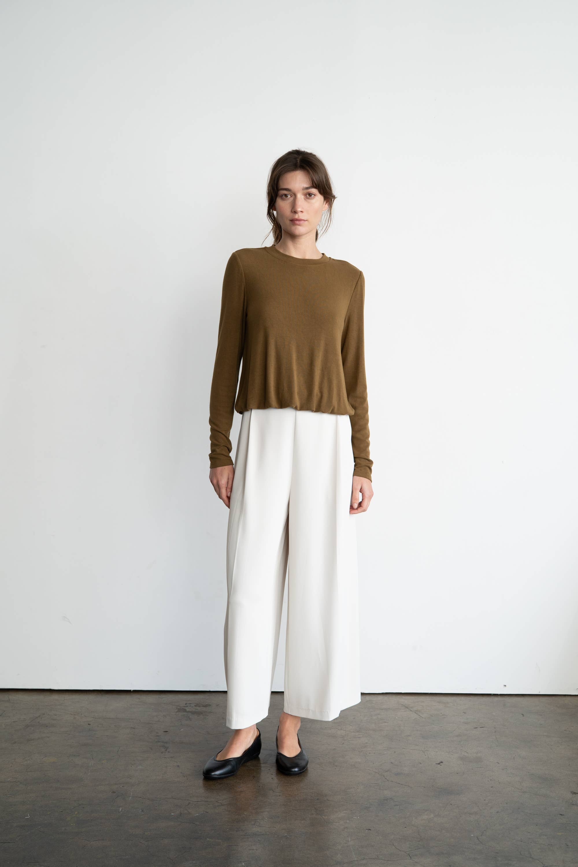 Bubble Hem Long Sleeve Top