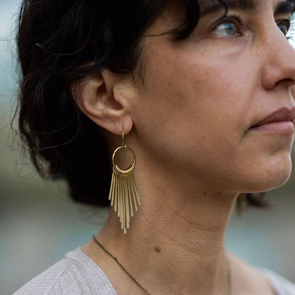 Brass fringe earrings