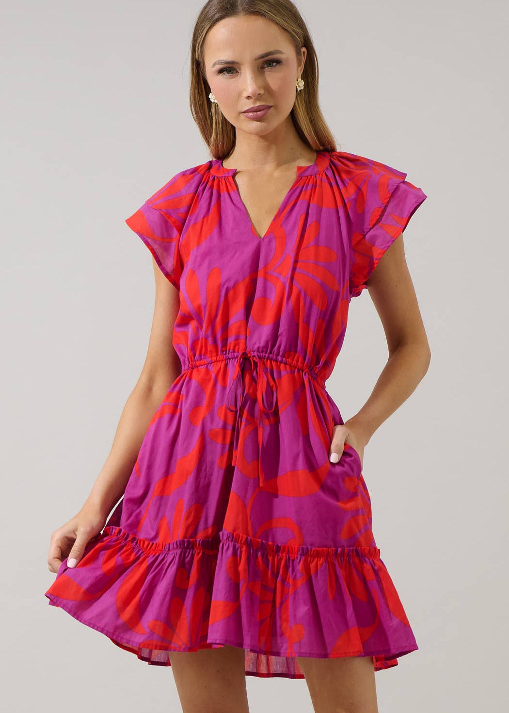 Floral Ruffle Mini Dress