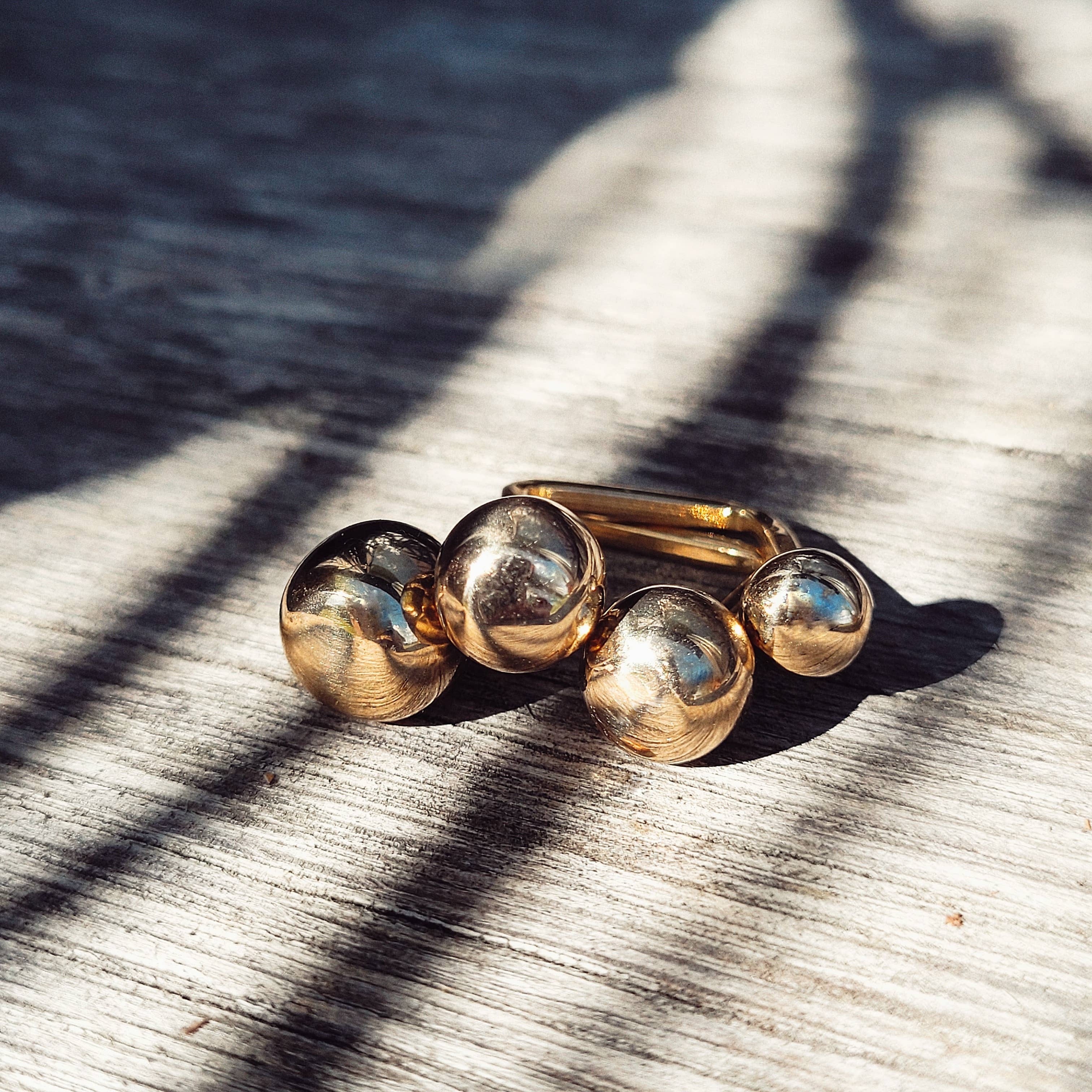 Brass Ring moon sphere double ball adjustable: Small