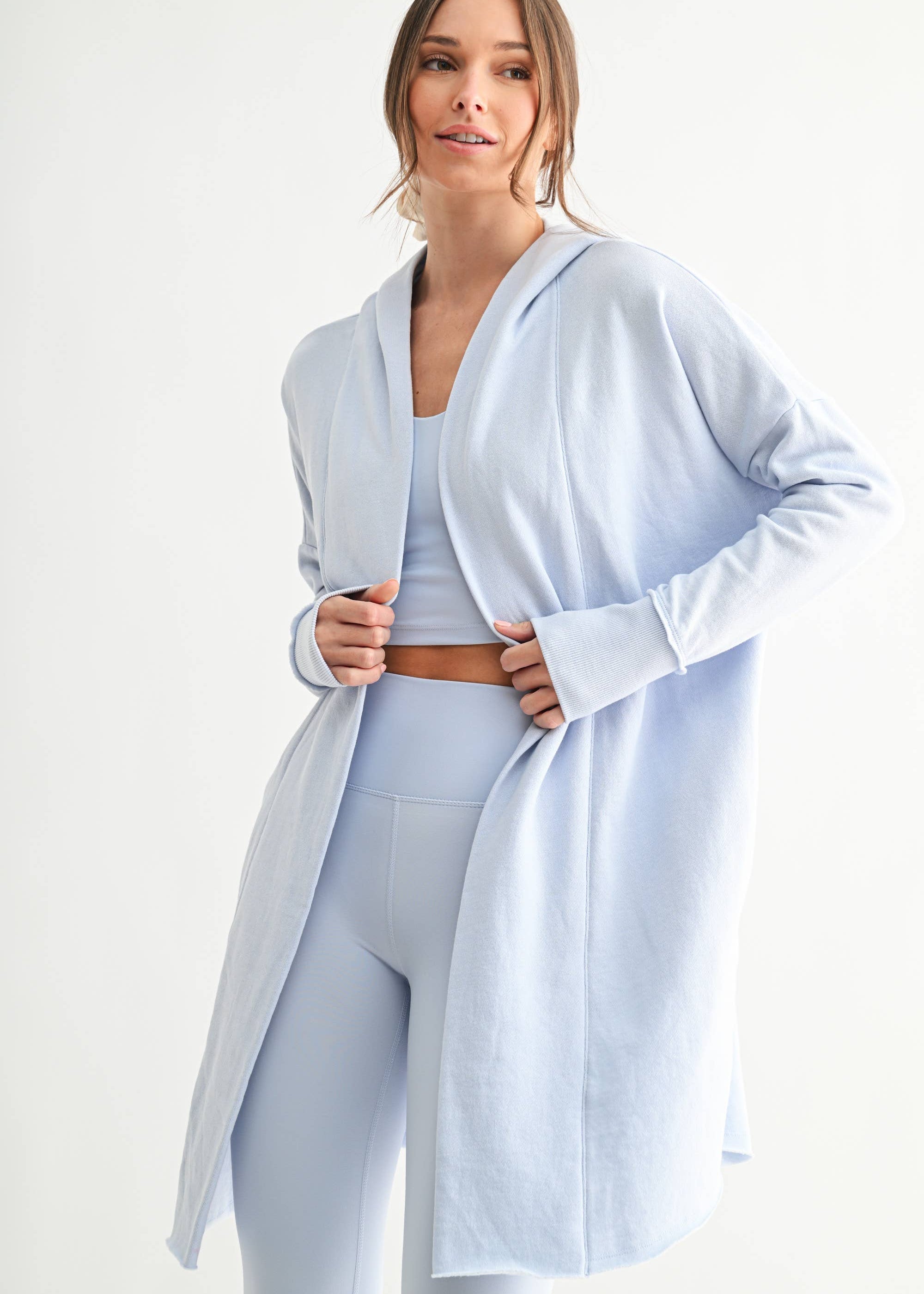 Open Front Longline Hoodie Cardigan