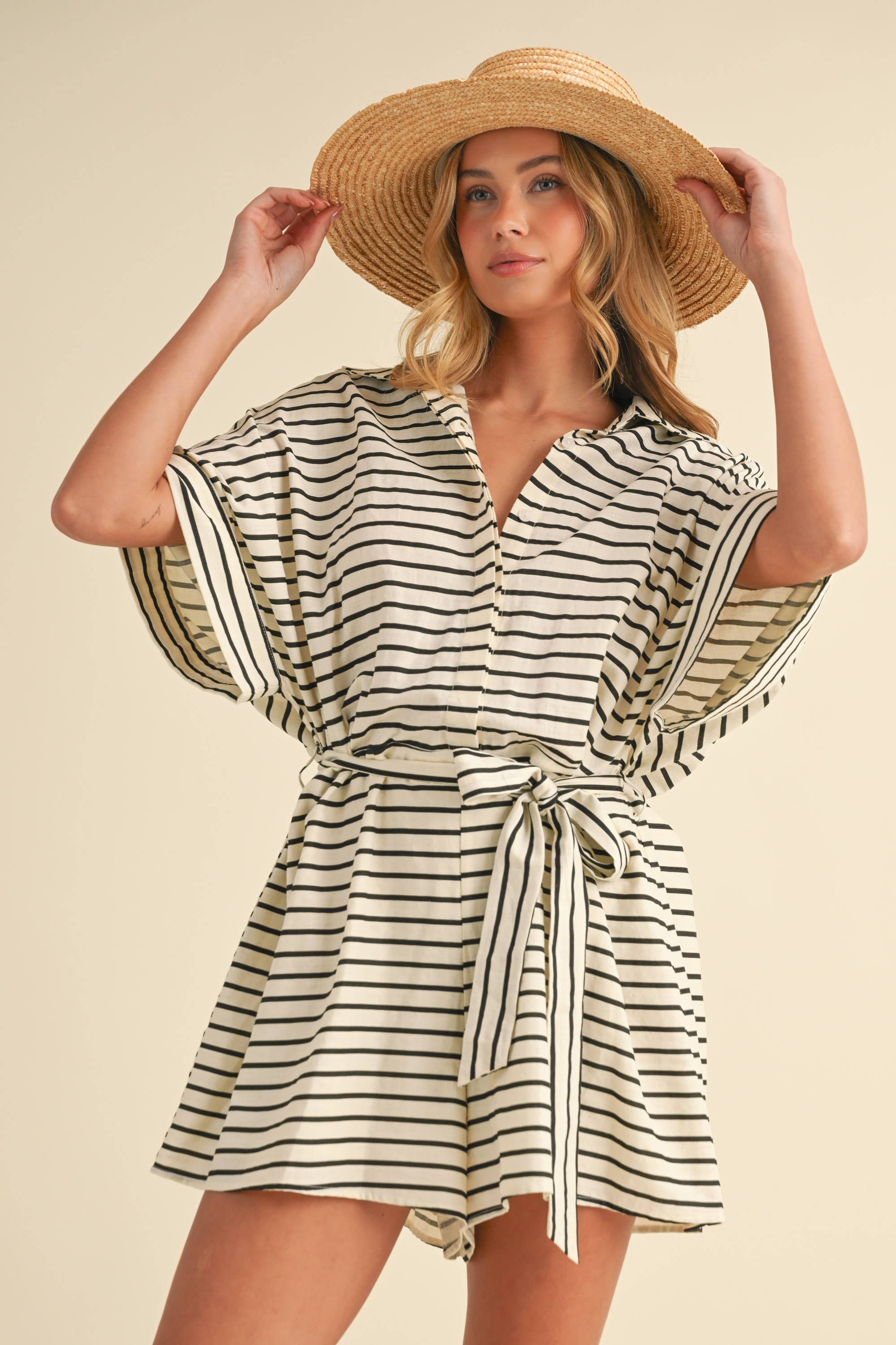 Relaxed Fit Striped Romper