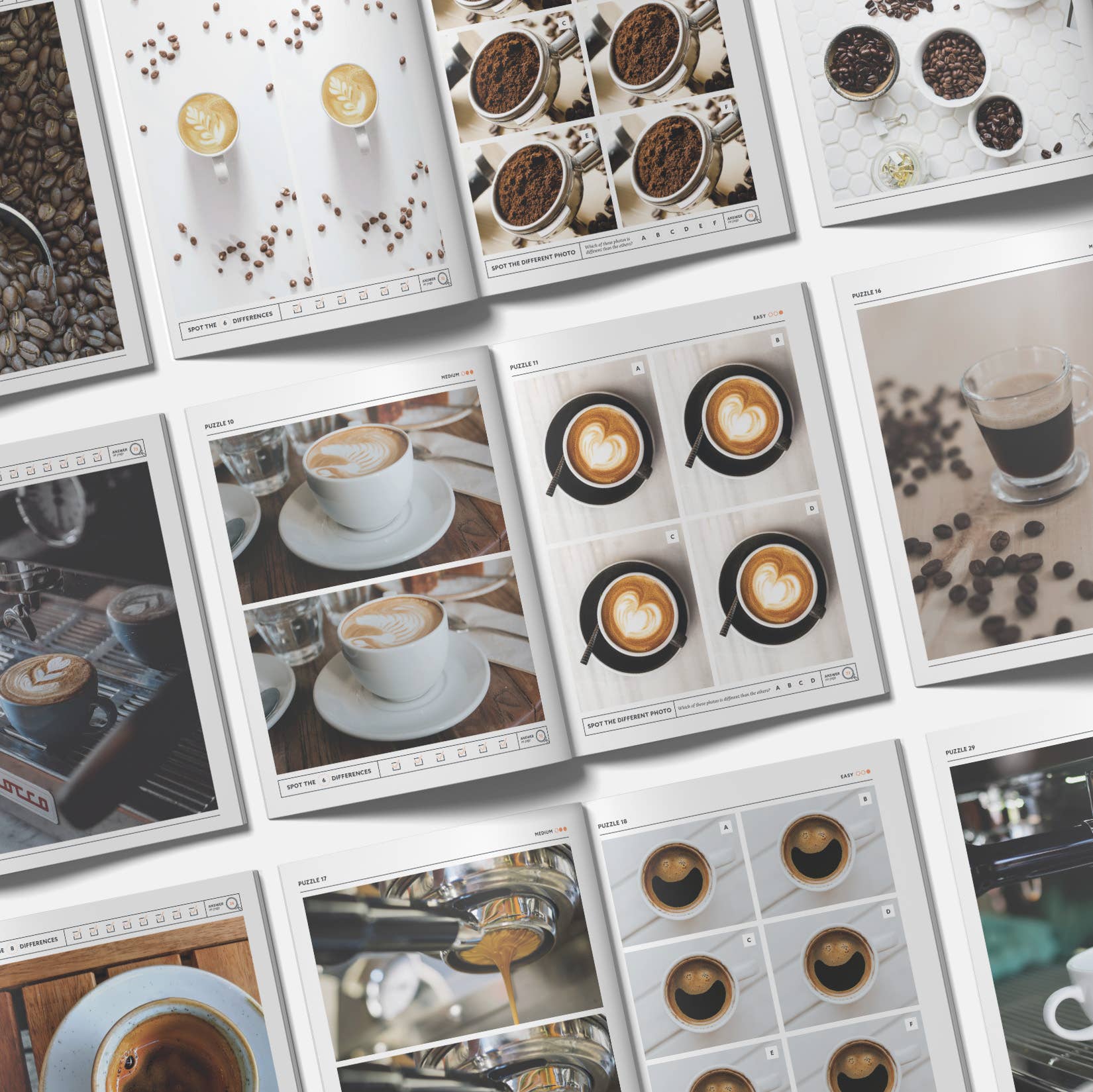 Coffee Spot the Difference Puzzles, I Spy Activity Book