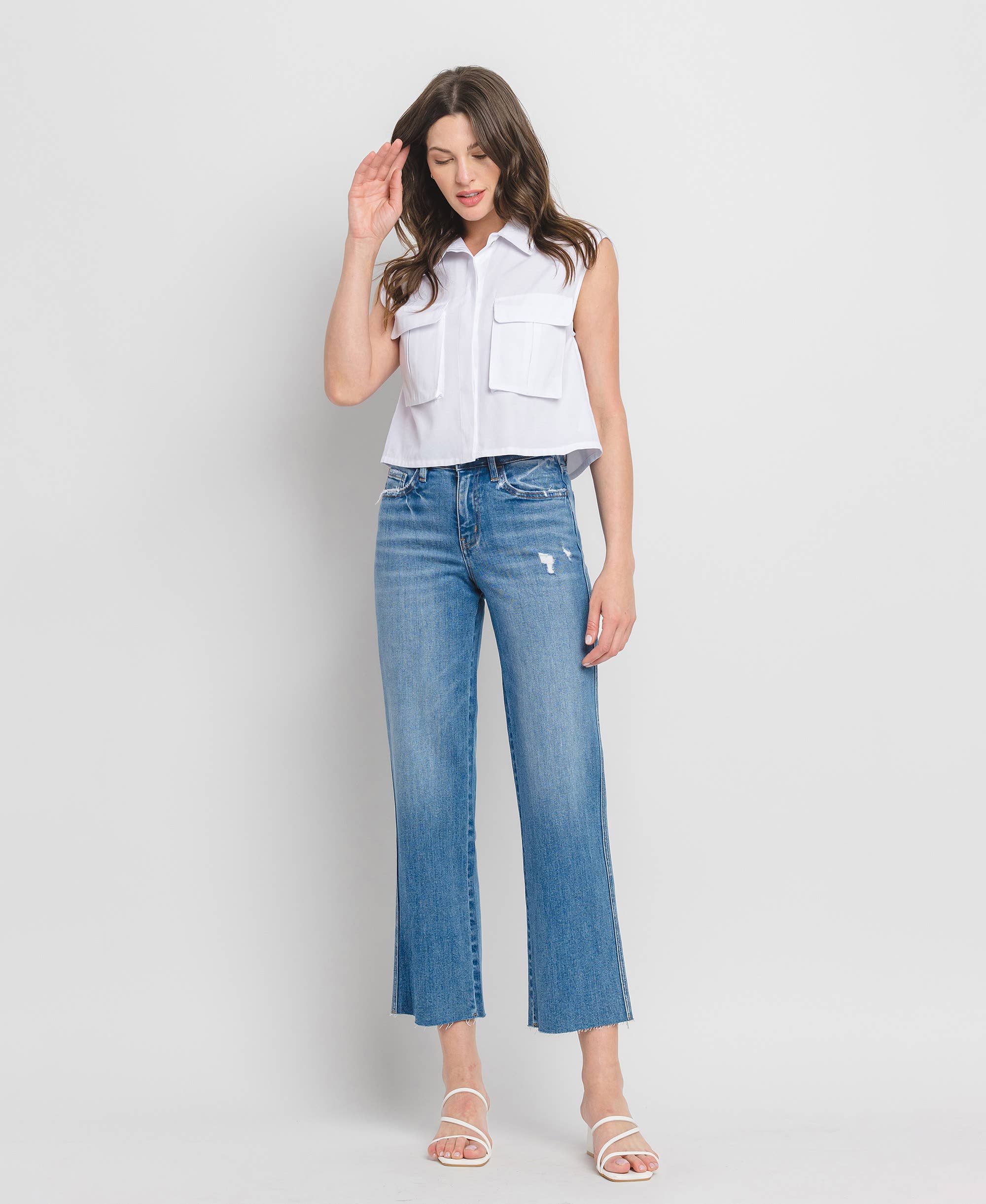 Maeve Raw Hem Slim Wide Jean
