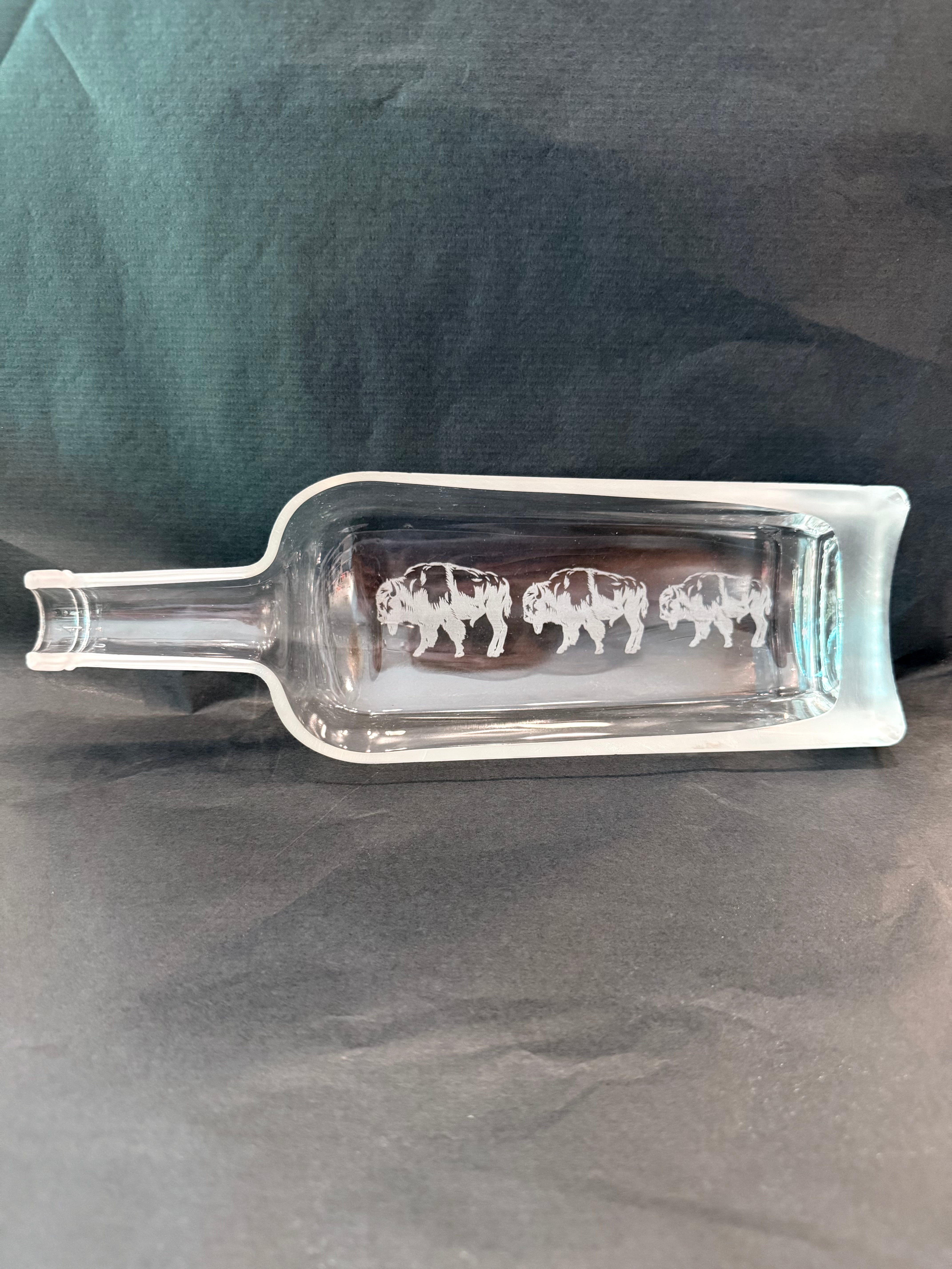 Buffalo Recycled Whiskey Bottle Dish