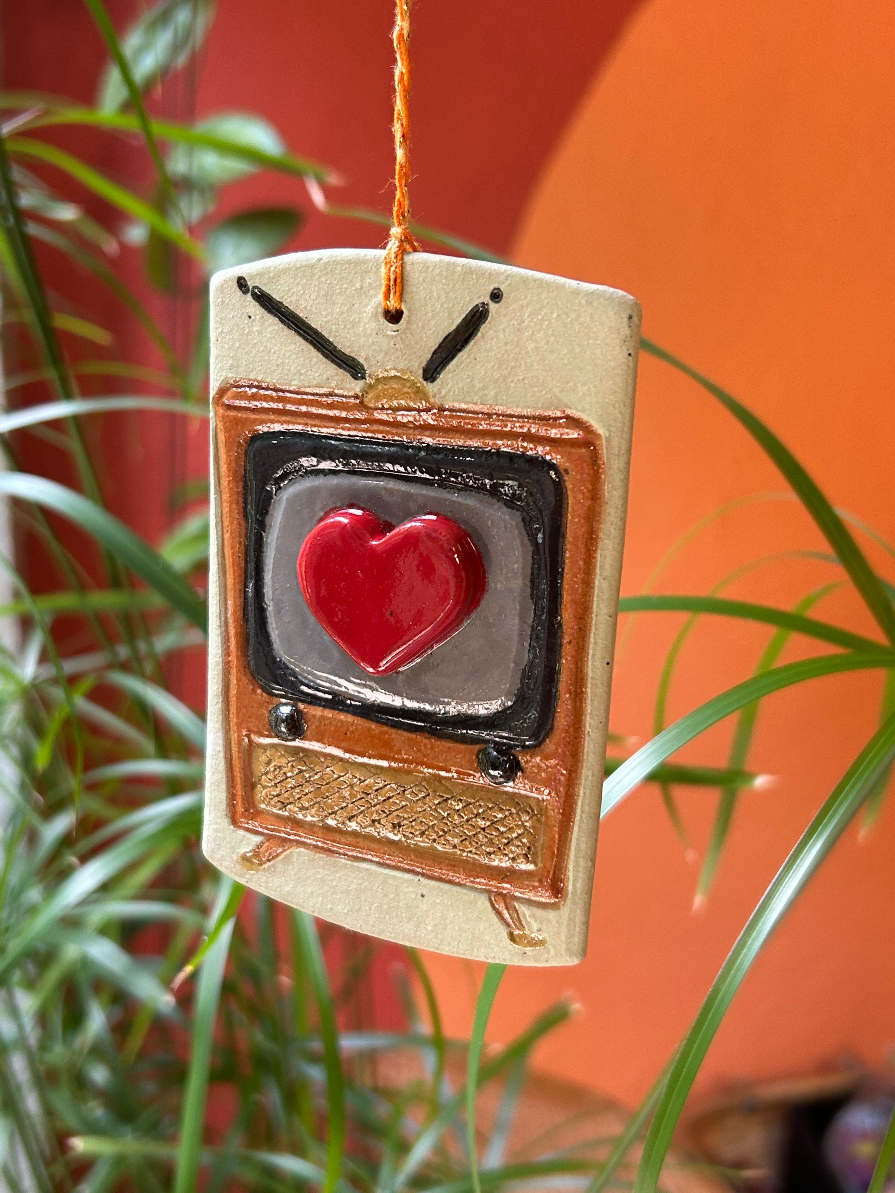 Retro TV & Heart Ornament