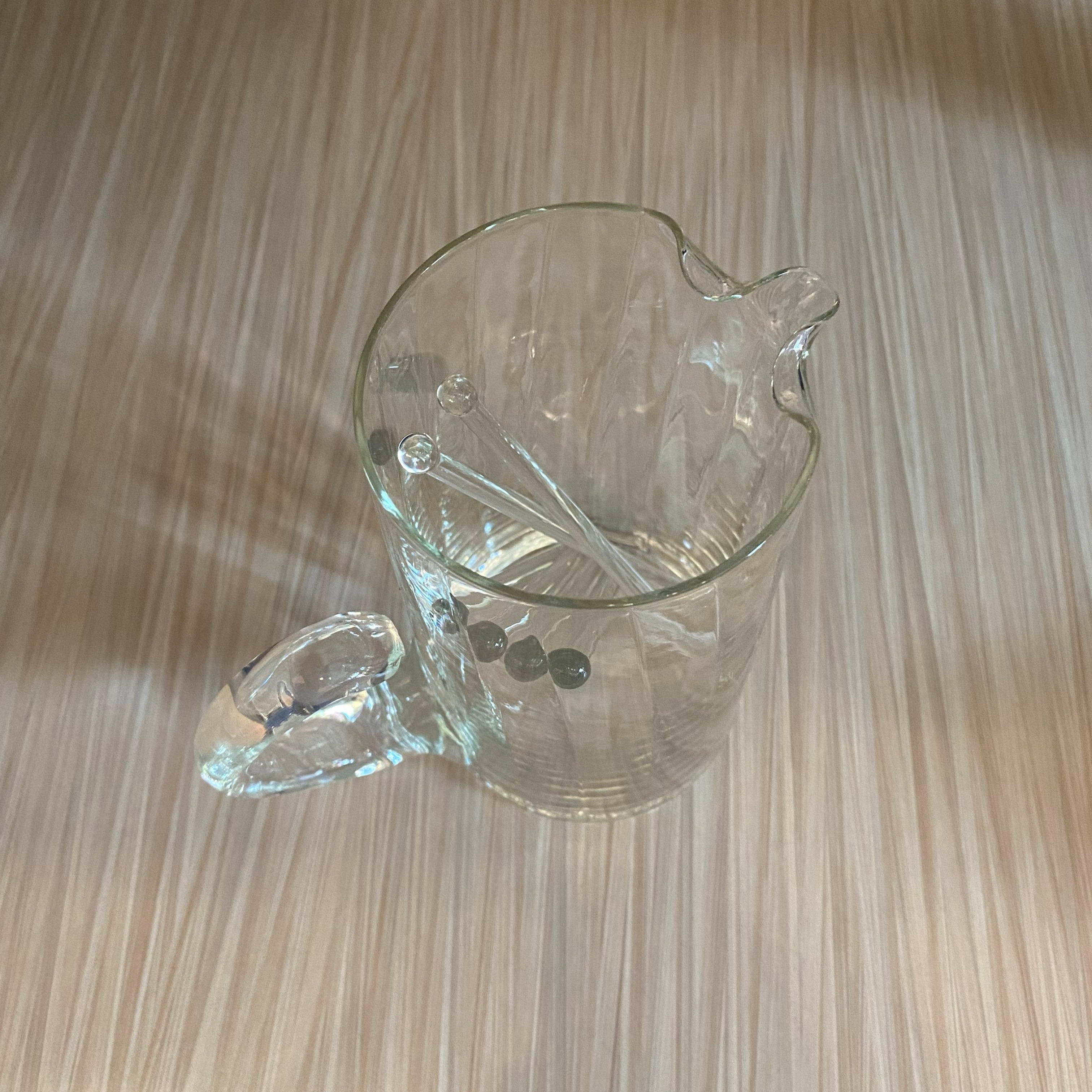 Vintage Glass Cocktail Pitcher with Stir Sticks