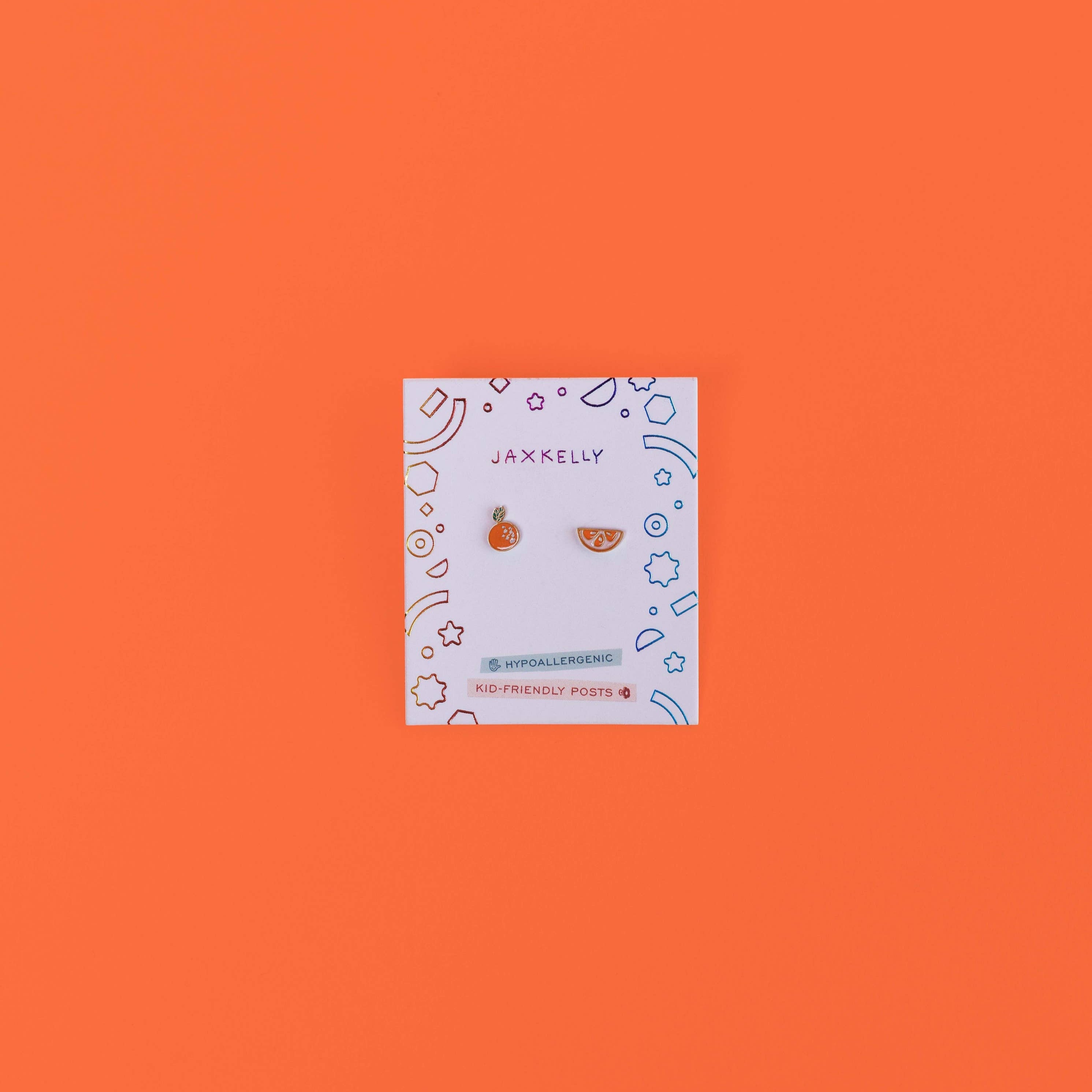 Orange Flat Back Kids Earrings