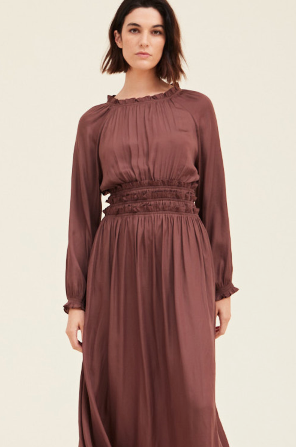 Satin Cinch Midi Dress