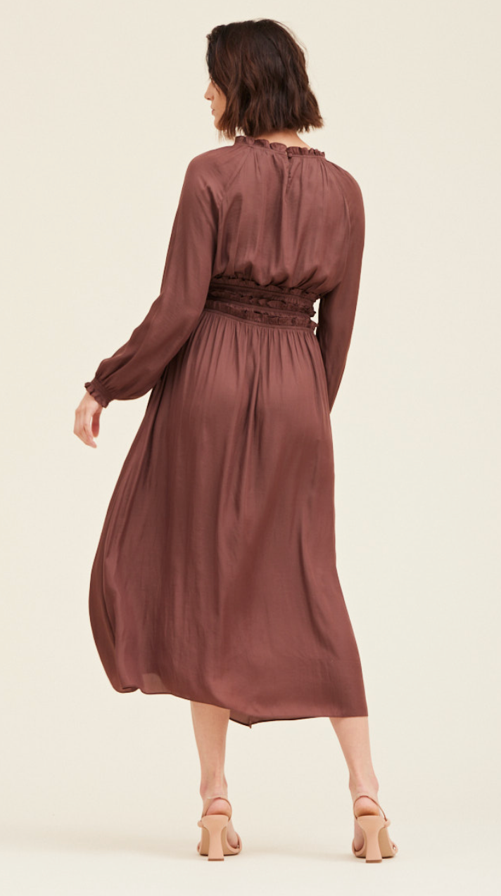 Satin Cinch Midi Dress