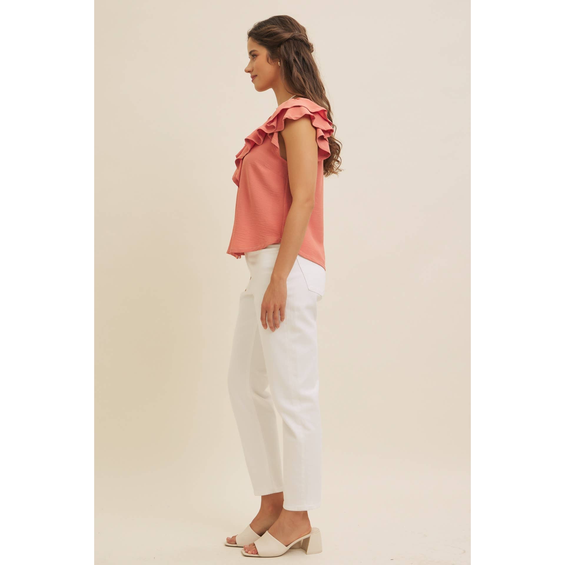 Salmon Ruffle Blouse