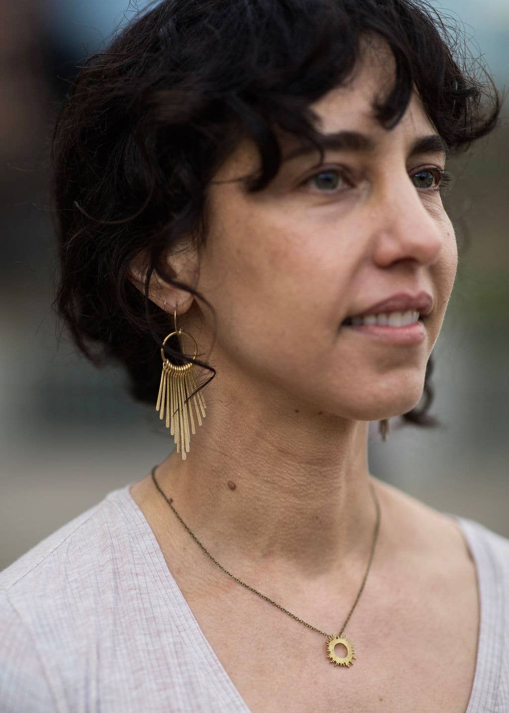 Brass fringe earrings