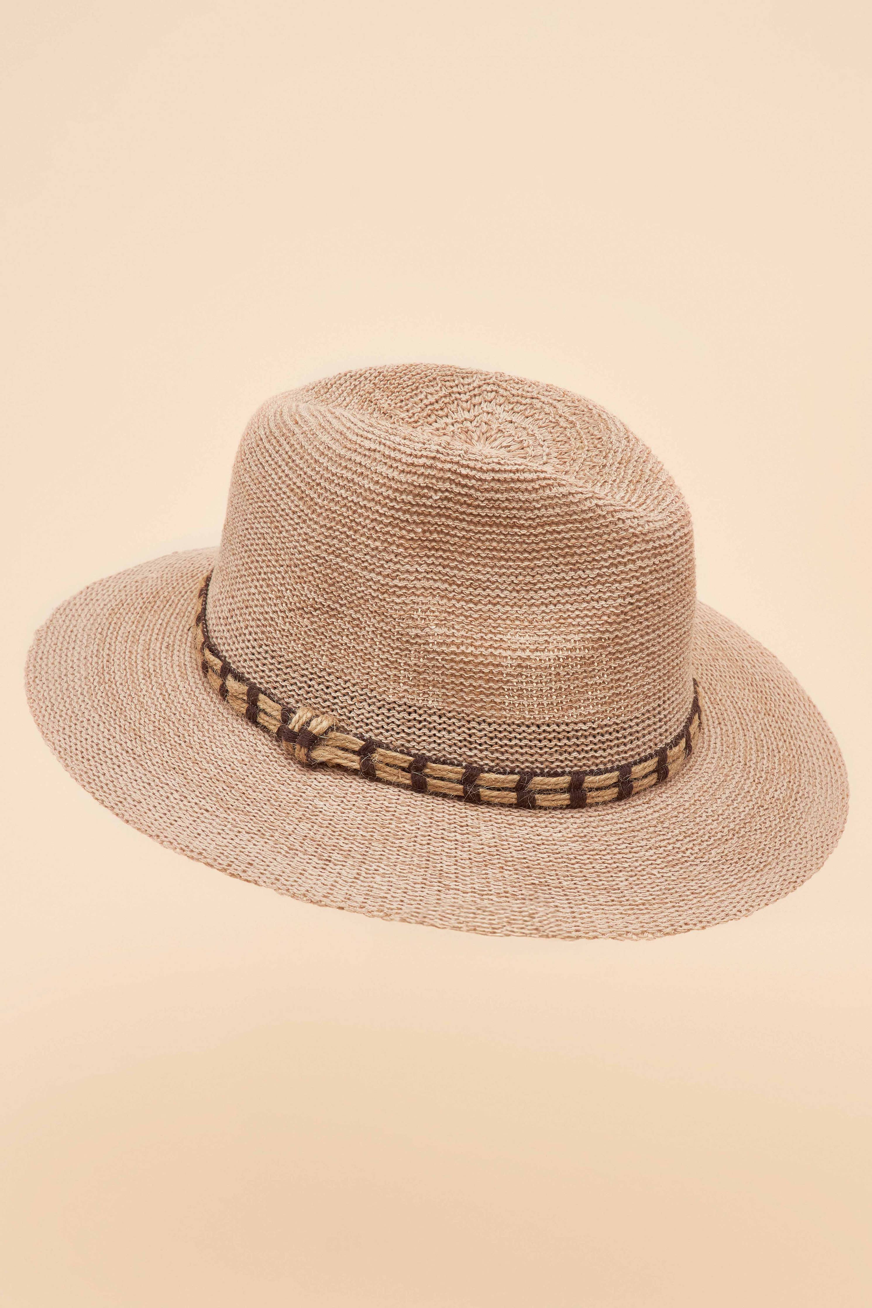 Natalie Packable Hat - Natural with Rope Band