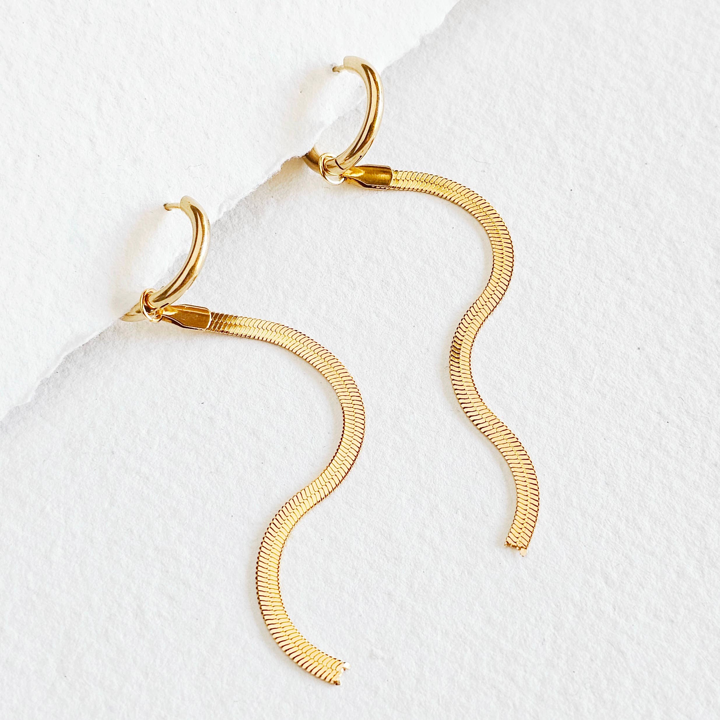 Hoop Huggie Long Chain Earrings