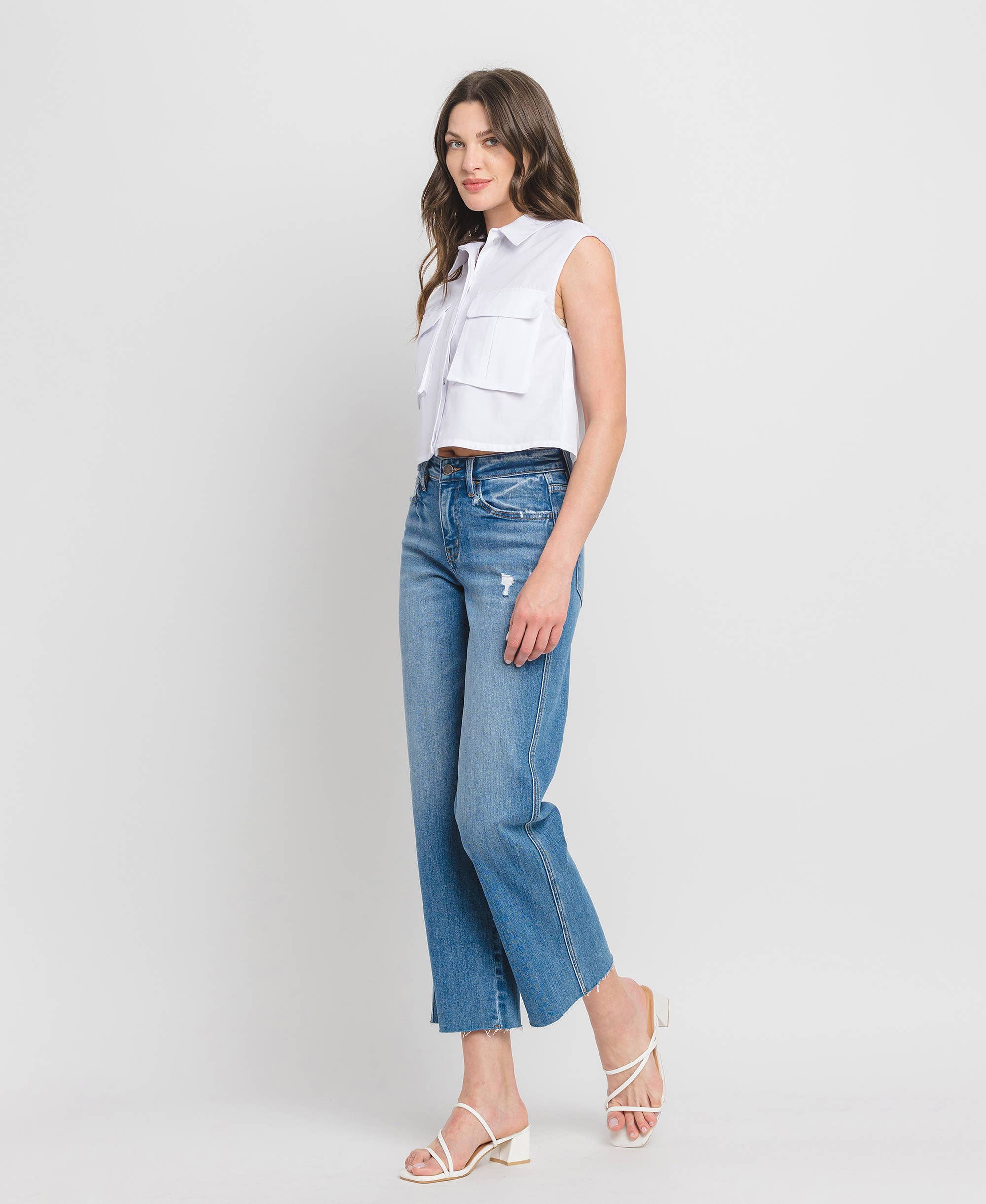 Maeve Raw Hem Slim Wide Jean