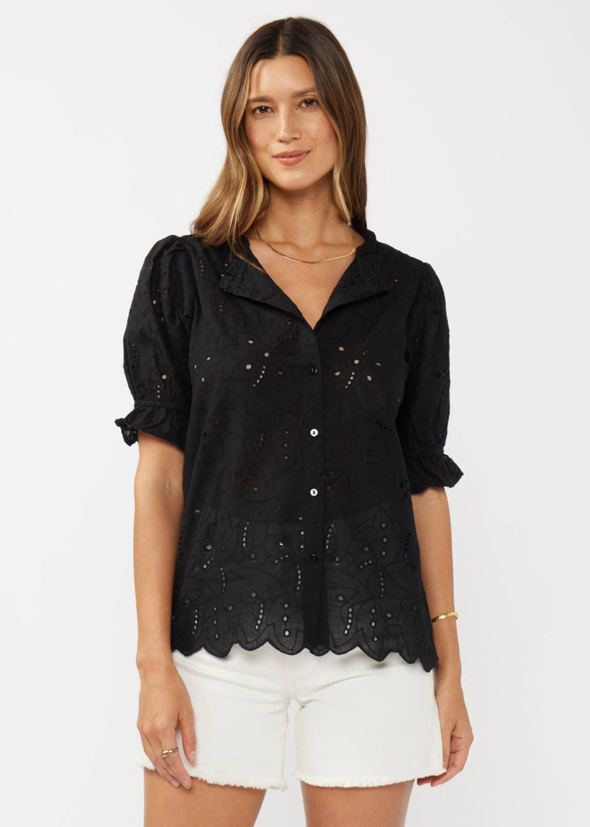 Embroidered Eyelet Cotton Summer Top