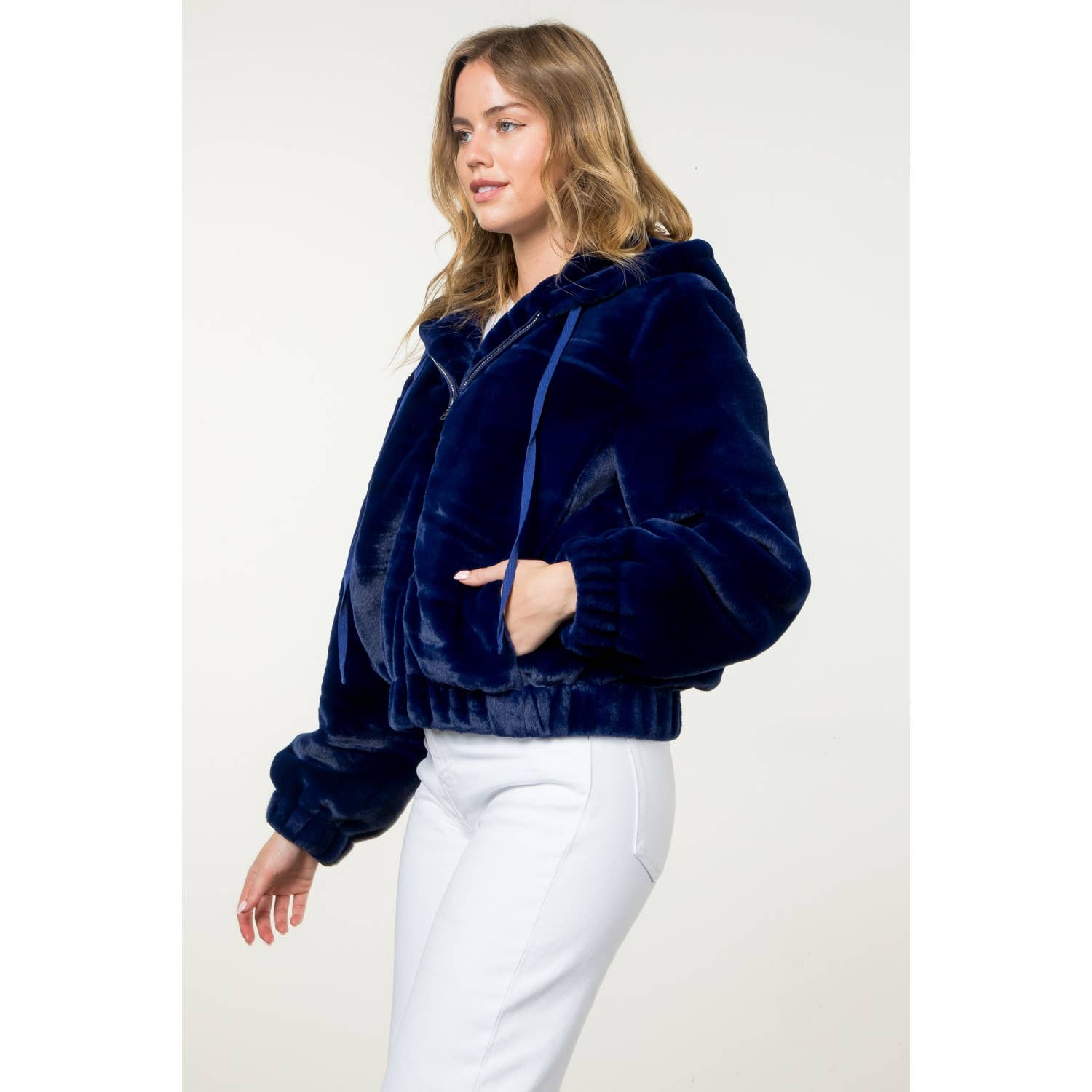 Deep Royal Faux Fur Jacket