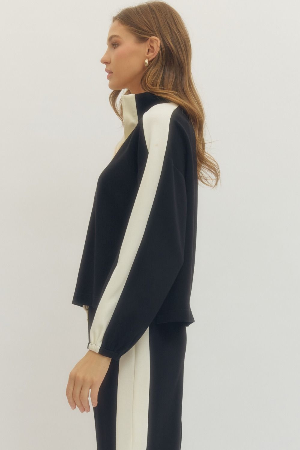 Lena Colorblocked Collar Pullover Top