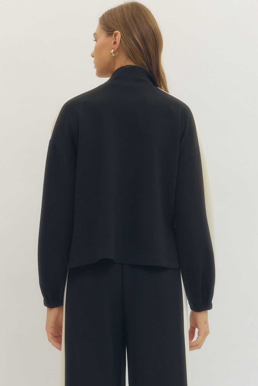 Lena Colorblocked Collar Pullover Top