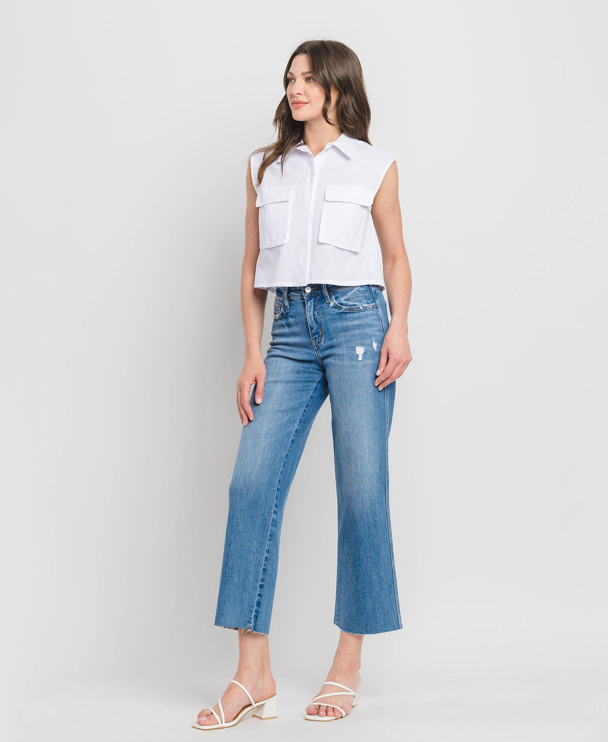Maeve Raw Hem Slim Wide Jean