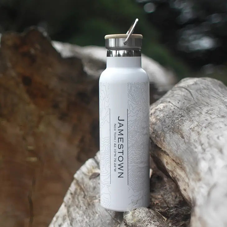 Jamestown NY Map Bottle - Matte White